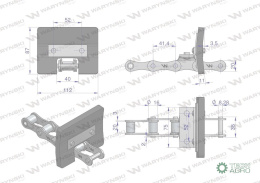 Łańcuch podajnika ziarnowego kpl. 36 łopatek 86 x 110 mm zastosowanie Bizon Waryński