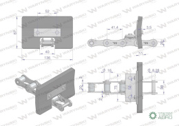 Łańcuch podajnika ziarnowego kpl. 38 łopatek 86 x 136 mm zastosowanie 5058200335 Bizon Rekord Waryński