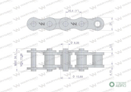 Łańcuch rolkowy 16B-1-104PZ (R1 1) adaptera A2H zastosowanie Rozrzutnik Waryński