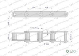 Łańcuch rolkowy 38.4V 5m Waryński