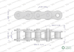 Łańcuch rolkowy napęd - przenośnik kłosowo-ziarnowy 50A-61PS+Z+P zastosowanie New Holland 80116140 Waryński