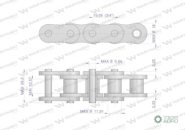 Łańcuch rolkowy napęd - ślimak wciągania 60HSP-87PS+Z+1+Z zastosowanie New Holland 84448828 Waryński