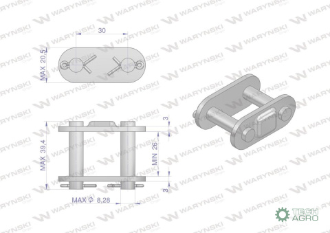 Zamek łańcucha CA627 Waryński( sprzedawane po 5 )