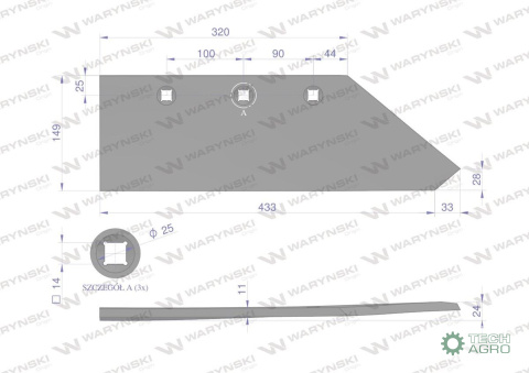 Lemiesz prawy 14" zastosowanie Gregoire-Besson 172418 stal borowa WARYŃSKI