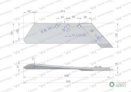 Lemiesz z dłutem prawy zastosowanie PO/01322 MX Unia Pług stal borowa WARYŃSKI