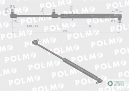 Siłownik drzwi L max. 275mm 3476027M1P MASSEY FERGUSON POLMO