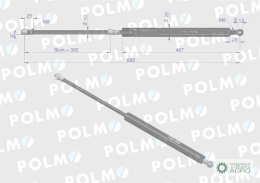 Siłownik maski L max. 885mm 65415047 MASSEY FERGUSON POLMO