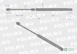 Siłownik szyby tylnej L max. 485mm 3816796M1P MASSEY FERGUSON POLMO