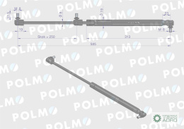 Siłownik szyby tylnej L max. 585mm 65417037 MASSEY FERGUSON POLMO