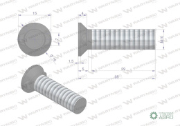 Śruba kpl. płużna dwunoskowa M10x35 mm kl.10.9 Waryński ( sprzedawane po 25 )