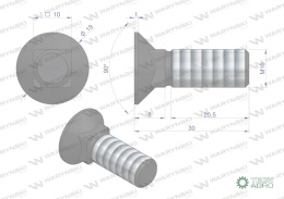 Śruba płużna podsadzana D 608 M10x30 mm kl.10.9 Waryński ( sprzedawane po 10kg )
