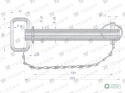Sworzeń zaczepu z zawleczką i łańcuchem 28x189x228 TEGER