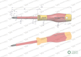 Wkrętak PZ1*80mm. izolowany. VDE. stal S2, Waryński
