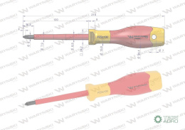 Wkrętak PZ2 100 mm. izolowany. VDE. sta l S2, Waryński