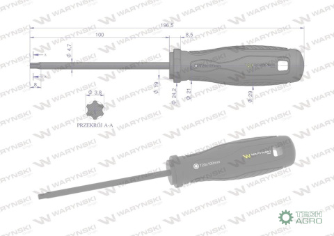 Wkrętak T20. 100 mm. stal SVCM. Waryńsk i Wkrętak T20. 100 mm. stal SVCM. Waryńsk i
