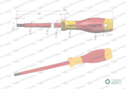 Wkrętak płaski izolowany 6 x 150 mm. V DE, stal S2, Waryński