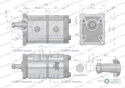 Pompa hydrauliczna zębata podwójna 16+8 cm3 (grupa 2+2 - typ europejski) wałek 1:8 przyłącza gwintowane (obroty prawe) max.260 