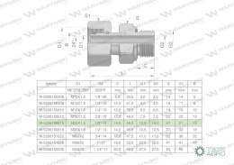 Przyłączka hydrauliczna AB (EVGE) M22x1.5 15L x 1/2