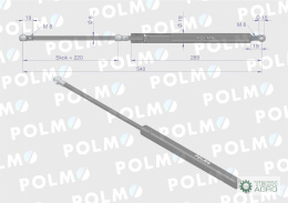 Siłownik drzwi L max. 540mm 65417043 FIAT POLMO