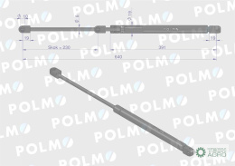 Siłownik szyby tylnej L max. 640mm 65417042 FIAT POLMO