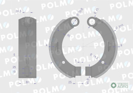 Szczęka hamulcowa kpl. 1-prawa 1-lewa przyczepa D-47 7037020050 7037020040 POLMO