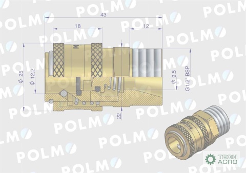 Szybkozłącze pneumatyczne P26 NW7.2 gniazdo 1/2"BSP gwint zewnętrzny POLMO ( sprzedawane po 5 ) Szybkozłącze pneumatyczne P26 NW7.2 gniazdo 1/2"BSP gwint zewnętrzny POLMO ( sprzedawane po 5 )