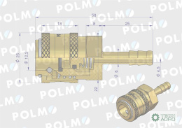 Szybkozłącze pneumatyczne P26 NW7.2 gniazdo pod wąż DN06mm POLMO ( sprzedawane po 5 )