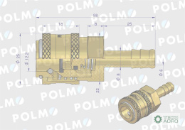 Szybkozłącze pneumatyczne P26 NW7.2 gniazdo pod wąż DN08mm POLMO ( sprzedawane po 5 )