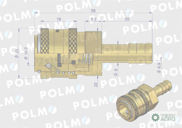 Szybkozłącze pneumatyczne P26 NW7.2 gniazdo pod wąż DN09mm POLMO ( sprzedawane po 5 )