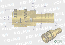 Szybkozłącze pneumatyczne P26 NW7.2 gniazdo pod wąż DN13mm POLMO ( sprzedawane po 5 )