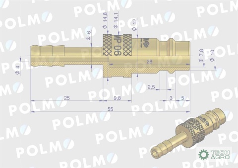 Szybkozłącze pneumatyczne P26 NW7.2 wtyczka pod wąż DN06mm POLMO ( sprzedawane po 5 ) Szybkozłącze pneumatyczne P26 NW7.2 wtyczka pod wąż DN06mm POLMO ( sprzedawane po 5 )
