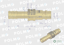 Szybkozłącze pneumatyczne P26 NW7.2 wtyczka pod wąż DN09mm POLMO ( sprzedawane po 5 )