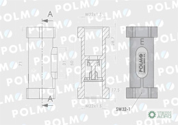 Zawór zwrotny odcinający prosty 22x1.5 gwint wewnętrzny max ciśnienie 22MPa POLMO