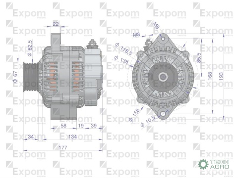 Alternator 100211-6420EX JOHN DEERE Nowy Typ EXPOM KWIDZYN eu