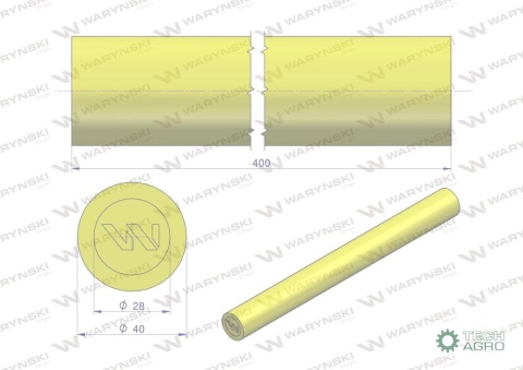 Amortyzator poliuretanowy walec 40x400 WARYŃSKI ( sprzedawane po 4 )