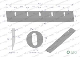 Nóż bębna sieczkarni 5 otw. 10 mm zastosowanie Fortschritt WARYŃSKI