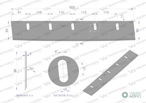 Nóż bębna sieczkarni 5 otw. zastosowanie Fortschritt WARYŃSKI Nóż bębna sieczkarni 5 otw. zastosowanie Fortschritt WARYŃSKI