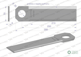 Nóż przystawki do kukurydzy napawany 290x70x6 otwór 35mm zastosowanie Olimac Drago WARYŃSKI