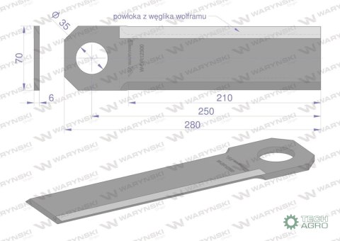 Nóż przystawki do kukurydzy napawany 290x70x6 otwór 35mm zastosowanie Olimac Drago WARYŃSKI Nóż przystawki do kukurydzy napawany 290x70x6 otwór 35mm zastosowanie Olimac Drago WARYŃSKI