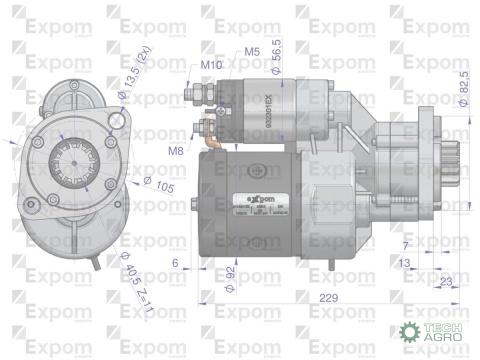 Rozrusznik z reduktorem DEUTZ SAME LAMBORGHINI typu Magneton 9144821 Blue Line EXPOM KWIDZYN