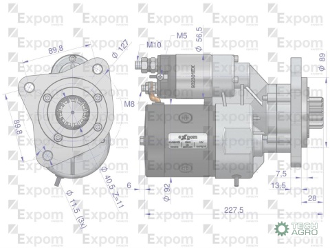 Rozrusznik z reduktorem Same Steyr Lamborghini typu Magneton 9142603,9142880 Blue Line EXPOM KWIDZYN