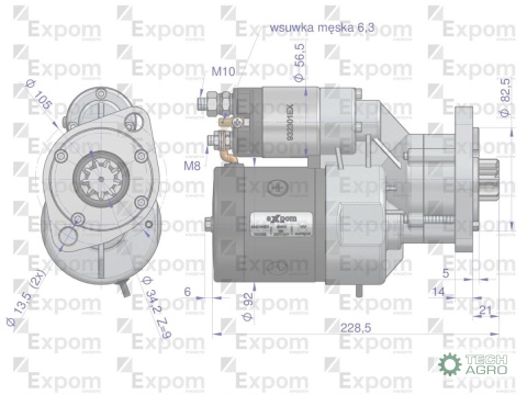 Rozrusznik z reduktorem typu Magneton 9142781 C-328 Claas Deutz Blue Line EXPOM KWIDZYN