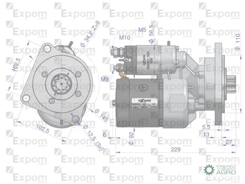 Rozrusznik z reduktorem typu Magneton Fiat 9142680 Blue Line EXPOM KWIDZYN
