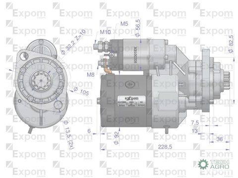 Rozrusznik z reduktorem typu Magneton John Deere 9142700 Blue Line EXPOM KWIDZYN