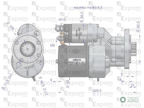 Rozrusznik z reduktorem typu Magneton Lamborghini Same 9142602 Blu Line EXPOM KWIDZYN