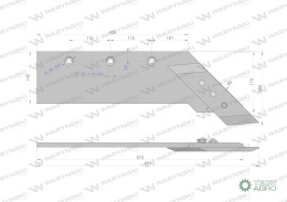 Lemiesz z dłutem prawy zastosowanie PR47, PR48 Unia Pług stal borowa WARYŃSKI