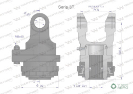 Sprzęgło na kołek wału Seria 3R 1700Nm - 27x75 - 1 3/8 Z21 WARYŃSKI