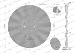 Talerz, prosty falowany 510 mocowanie 6/120 grubość 4,5 mm stal borowa, Waryński