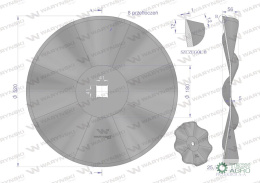 Talerz, prosty falowany gruba fala 510 otwór 30x30 grubość 5 mm stal borowa, Waryński