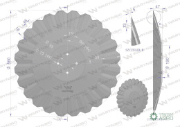 Talerz, tłoczony fi 560 mocowanie 4/98 grubość 5 mm stal borowa, Waryński